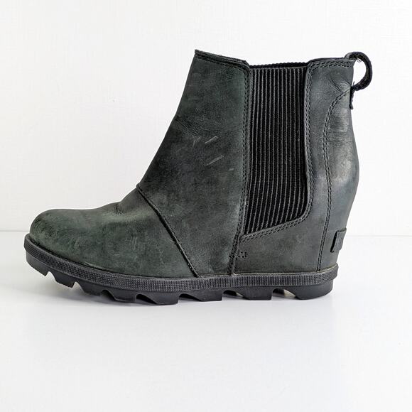 Sorel Joan of Arctic Wedge II Chelsea Boots Black Leather W 8 Waterproof - Picture 6 of 16